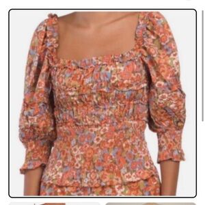 House of Harlow Floral Smocked Women's Top
